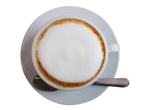 Heißen Kaffee Mit Schaummilch Isoliert Auf Weißem Hintergrund Dies Hat — Stockfoto