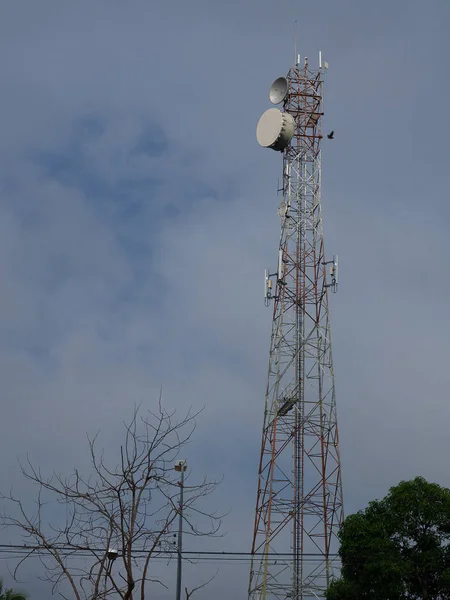 Technologie Bovenkant Van Telecommunicatie Gsm Telecommunicatie Mast Televisie Antennes Ontwikkeling — Stockfoto