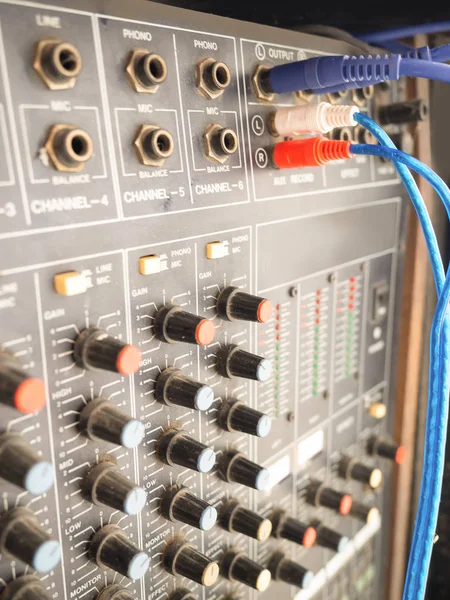 (Close Up) Sound amplifier or Music mixer with Knobs.