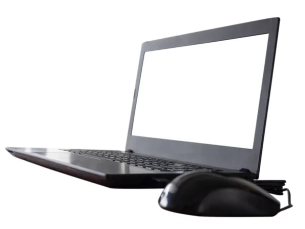 Wazig Laptop Met Blank Witte Achtergrond Dit Heeft Uitknippad — Stockfoto