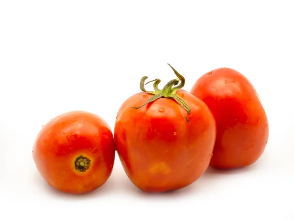 Tomate Vermelho Isolado Sobre Fundo Branco Boa Comida Para Saúde — Fotografia de Stock