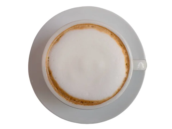 Heißen Kaffee Mit Schaummilch Isoliert Auf Weißem Hintergrund Schnittpfad — Stockfoto