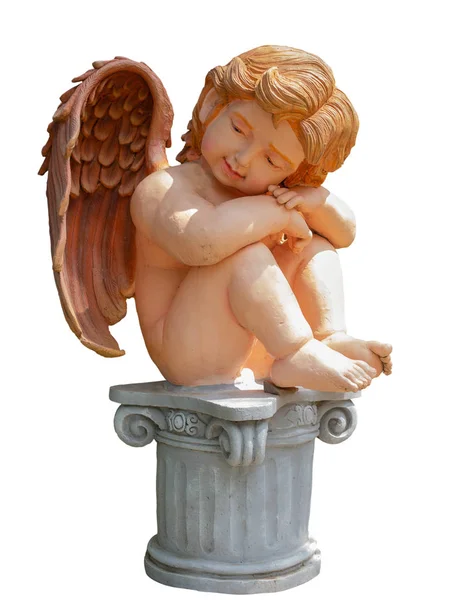 Escultura Cupido Isolado Fundo Branco Caminho Recorte — Fotografia de Stock