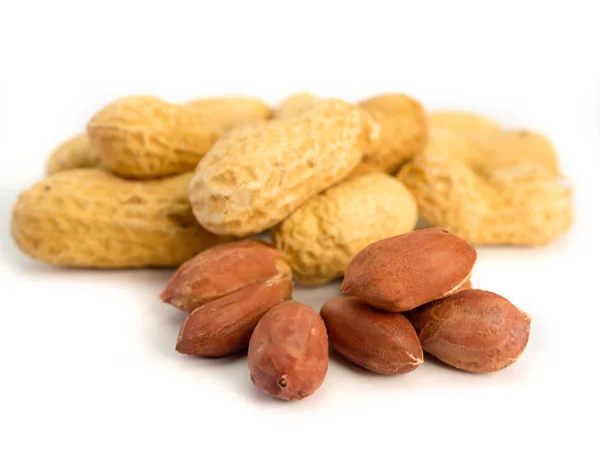 Fermer Cacahuètes Séchées Isolées Sur Fond Blanc — Photo