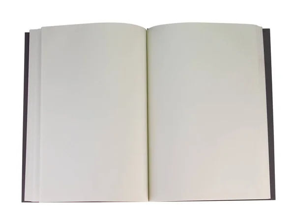 Cuaderno Abierto Libro Con Páginas Vacías Aisladas Sobre Fondo Blanco —  Fotos de Stock