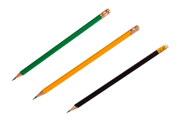 Białym Tle Ołówek Przybory Szkolne — Zdjęcie stockowe