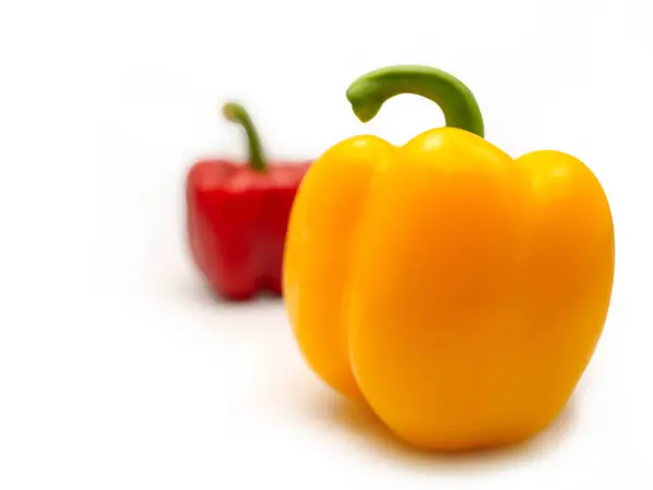 Yellow Red Sweet Bell Pepper Isolated White Background Has Clipping — Stock Photo, Image