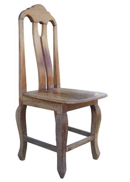 Stare Drewniane Krzesło Białym Tle Ścieżka Przycinająca — Zdjęcie stockowe