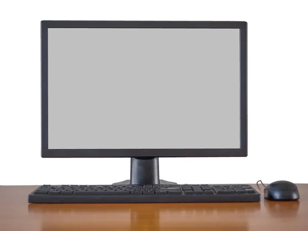 Leeg scherm bureaublad van de computer met toetsenbord. — Stockfoto