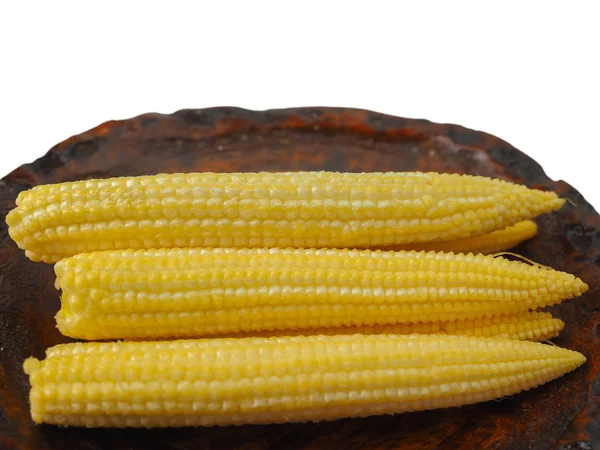(Close Up) Jóvenes crudos maíz bebé — Foto de Stock