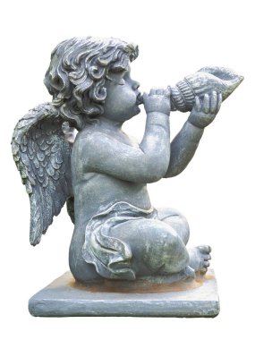 Beyaz arka planda cupid heykel. (kırpma yolu)