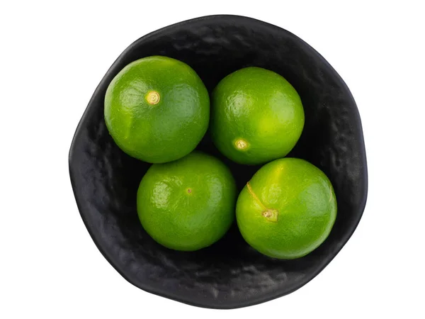 Färsk Mogen Grön Lime Isolerad Vit Bakgrund Detta Har Klippning — Stockfoto