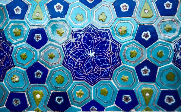 Close Padrão Parede Velha Mesquita Fragmento Close Ornamento Azulejos — Fotografia de Stock