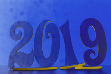 Mutlu yeni yıl kartı 2019. ahşap sayı - 2019 yıl 