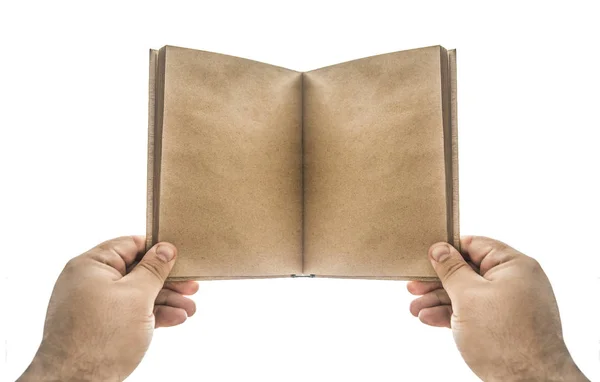 Hombre Sosteniendo Cuaderno Aislado Sobre Fondo Blanco — Foto de Stock