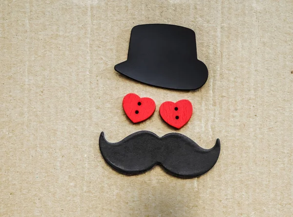 Felices Antecedentes Del Día Del Padre Tarjeta Sombrero Negro Bigote — Foto de Stock