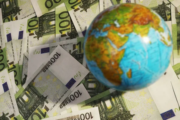 Eurosedlar Och Jordglob Verksamhet Bakgrund — Stockfoto