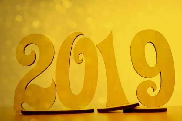 Feliz Ano Novo Cartão 2019 Número Madeira 2019 Ano — Fotografia de Stock