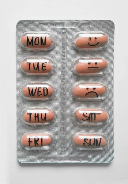 Calendrier Des Pilules Pill Box Lundi Mardi Mercredi Jeudi Vendredi — Photo