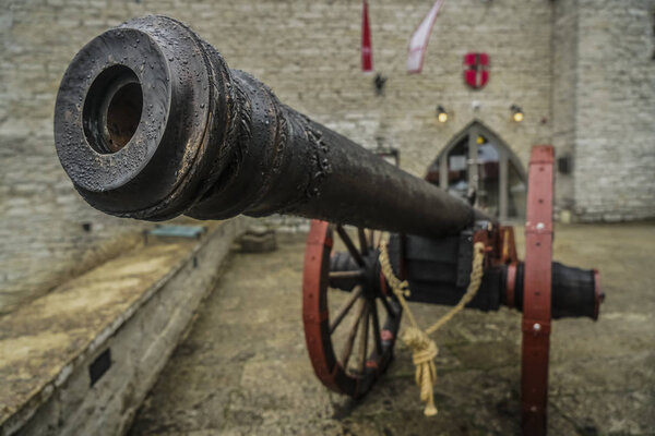 ancient medieval bronze cannon. image of medieval cannon.
