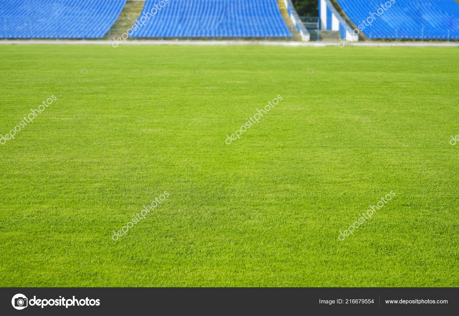 Empty Stadium Front View Soccer Field Green Grass Field Arena Stock Photo By C Borjomi