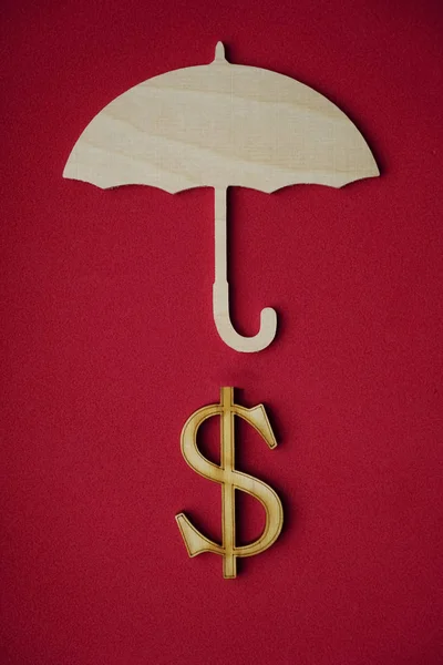 Ομπρέλα Πάνω Από Σύμβολο Του Δολαρίου Χρήματα Έννοια Αφηρημένη Εννοιολογική — Φωτογραφία Αρχείου