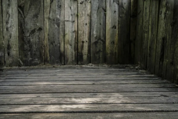 Деревянная Стена Деревянный Пол Широком Угле — стоковое фото