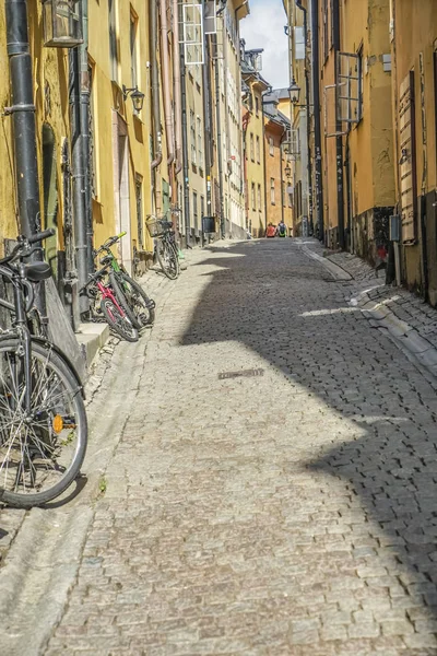 Régi Város Stockholm Retro Kerékpár — Stock Fotó