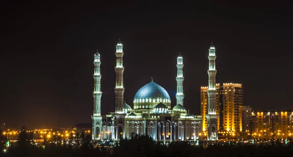 Hazrat Sultan Moschee Der Nacht Kasachstan Astana — Stockfoto