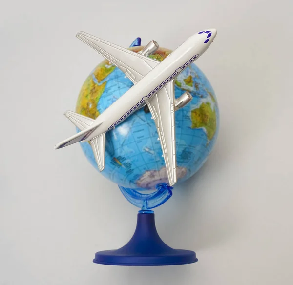 Letadlo Světě Kulatý Svět Letecké Dopravy — Stock fotografie