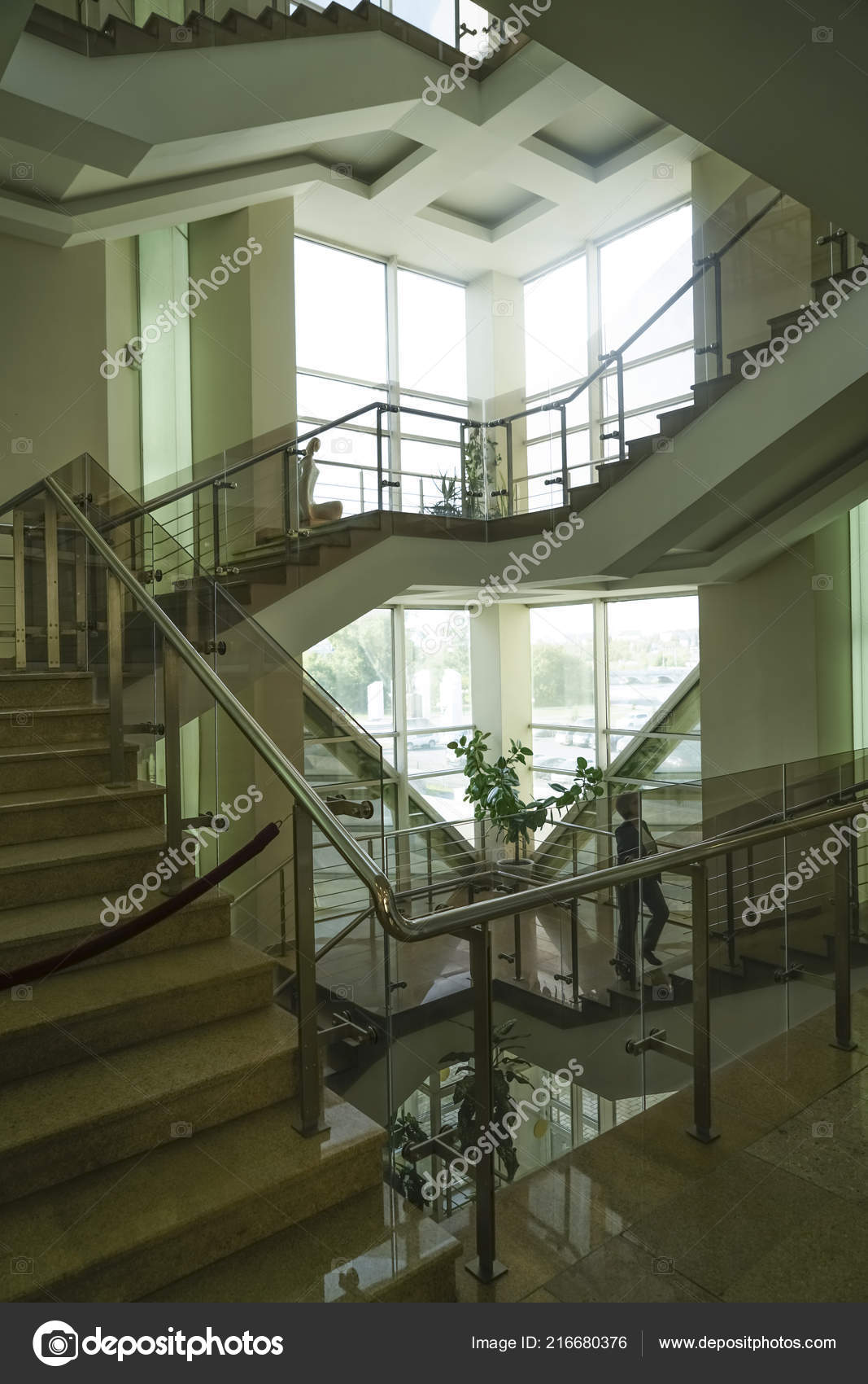 Beautiful Modern Stairway Interior Building Stock Photo