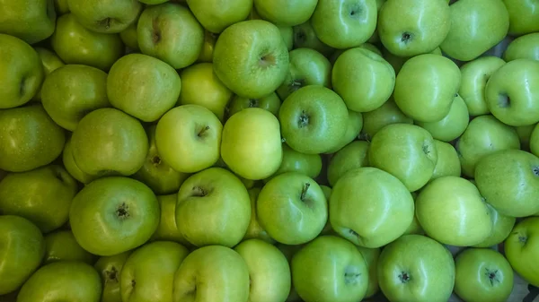 Fondo Manzanas Verdes Primer Plano —  Fotos de Stock