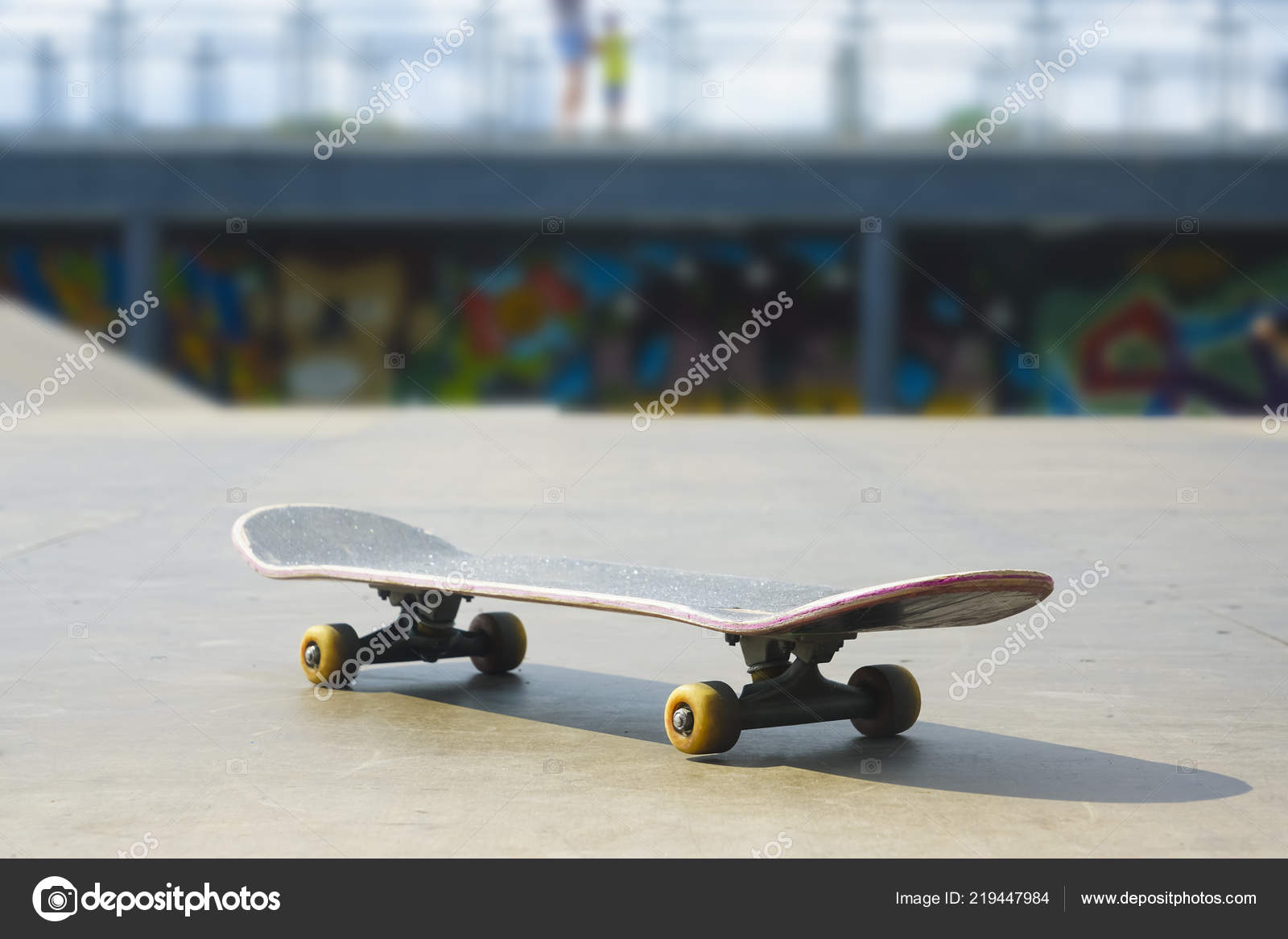 Skateboard Wooden Floor Skate Park Background Stock Photo by ©borjomi88