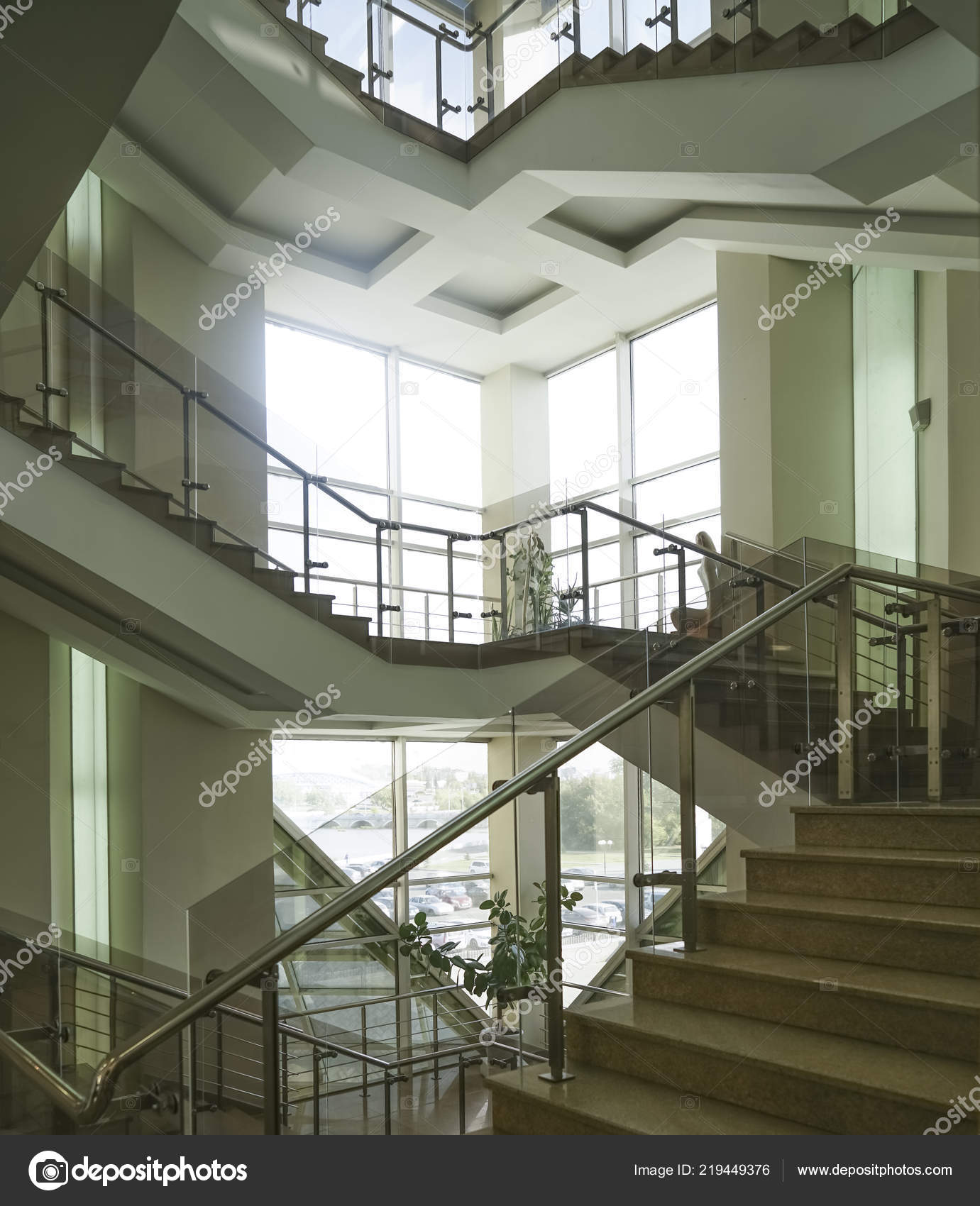 Beautiful Modern Stairway Interior Building Stock Photo