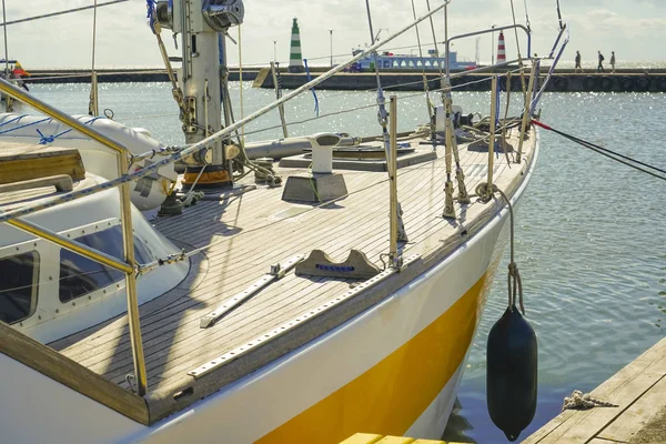 Jacht Hafen Mit Holzdeck Reise — Stockfoto