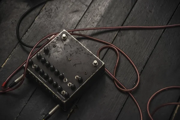 Efeitos Musicais Pedal Com Fios Chão Estúdio — Fotografia de Stock