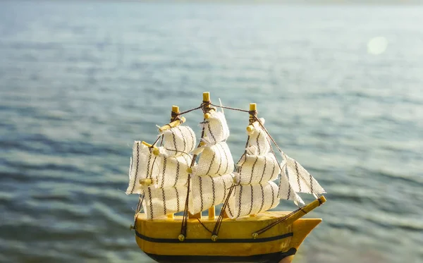 Vintage Sail Boat Sea Water Background — Stock Photo, Image