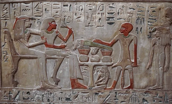 Αρχαία Αιγυπτιακή Hieroglyphs Σκαλισμένα Στον Πέτρινο Τοίχο Του Ναού Του — Φωτογραφία Αρχείου