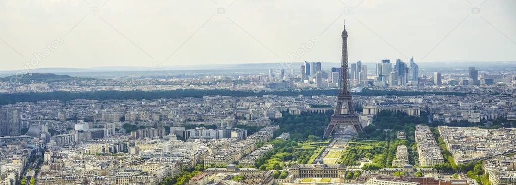 Panorama of Paris from the Montparnasse Tower. France. Eifel tower. 