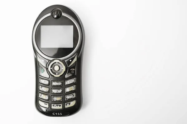 Старый Мобильник Мобильный Телефон Изолирован Белом Фоне Вид Сверху Пустой — стоковое фото