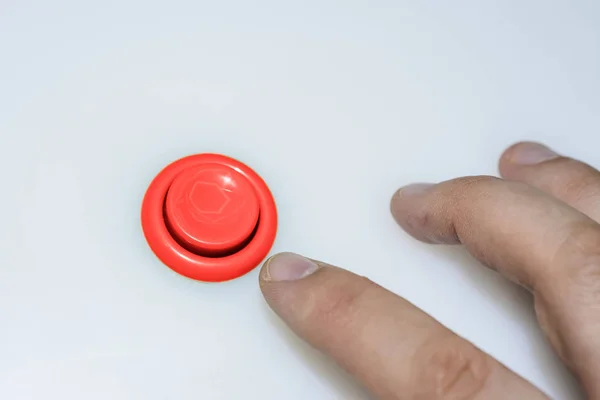 Man Hand Pushing Button — стоковое фото