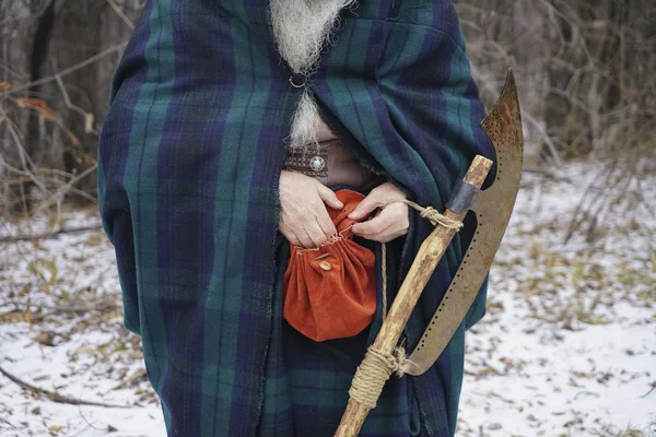 Läder Påse Och Och Hänga Bältet Scottish Cape — Stockfoto