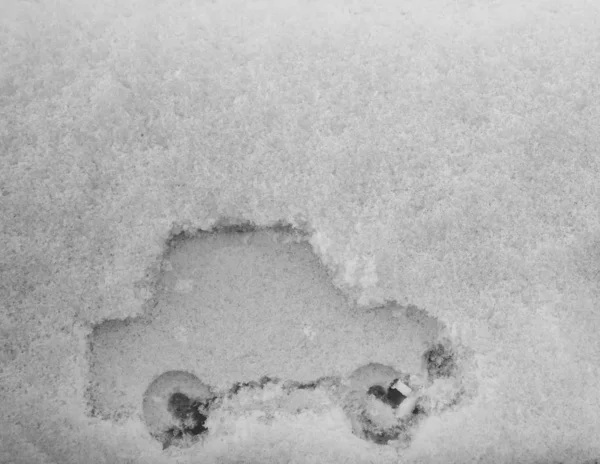 Stampa Auto Neve Fresca Sfondo Innevato — Foto Stock