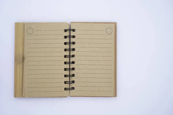 Bloc Notes Copybook Avec Spirale Métallique Sur Fond Neige Vue — Photo