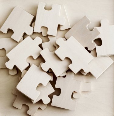 ahşap puzzle parçaları, yakın çekim
