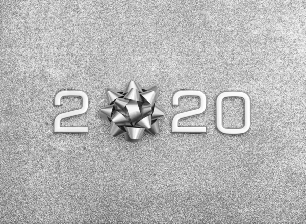 2020 Рік Новим Роком Номер Срібного Металу Сірому Фоні Порожній — стокове фото