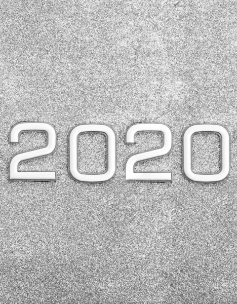 2020 Ευτυχισμένο Νέο Έτος Ασημί Μέταλλο Αριθμός — Φωτογραφία Αρχείου