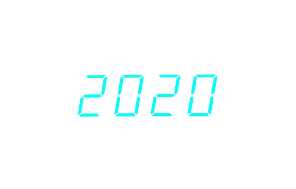 Bildschirm Des Elektronischen Weckers Zahl 2020 Auf Weißem Bildschirm — Stockfoto