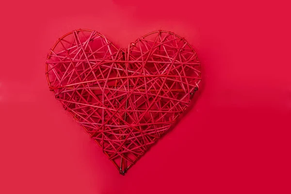 Piros Fonott Szív Háttér Piros Papírt Boldog Valentin Nap — Stock Fotó