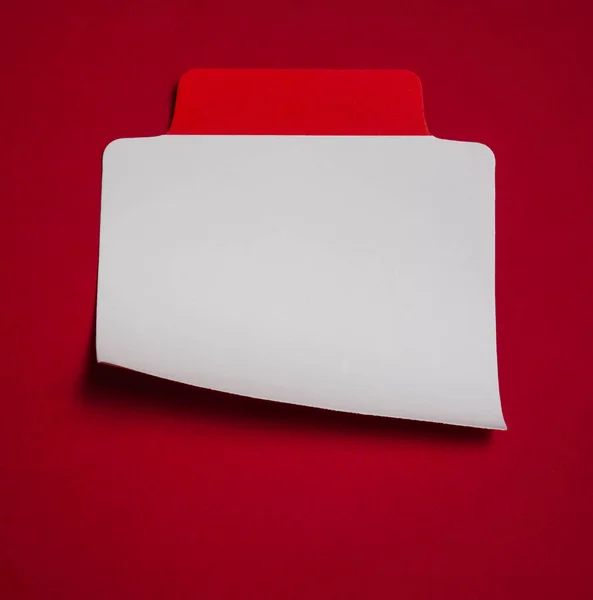 Colorful red and white paper tag. red banner background.